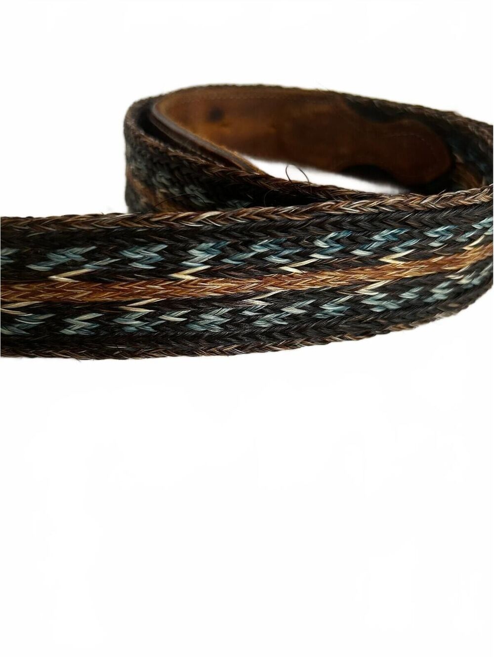 Vintage Horsehair Handmade Tooled Western Belt 42 No Buckle